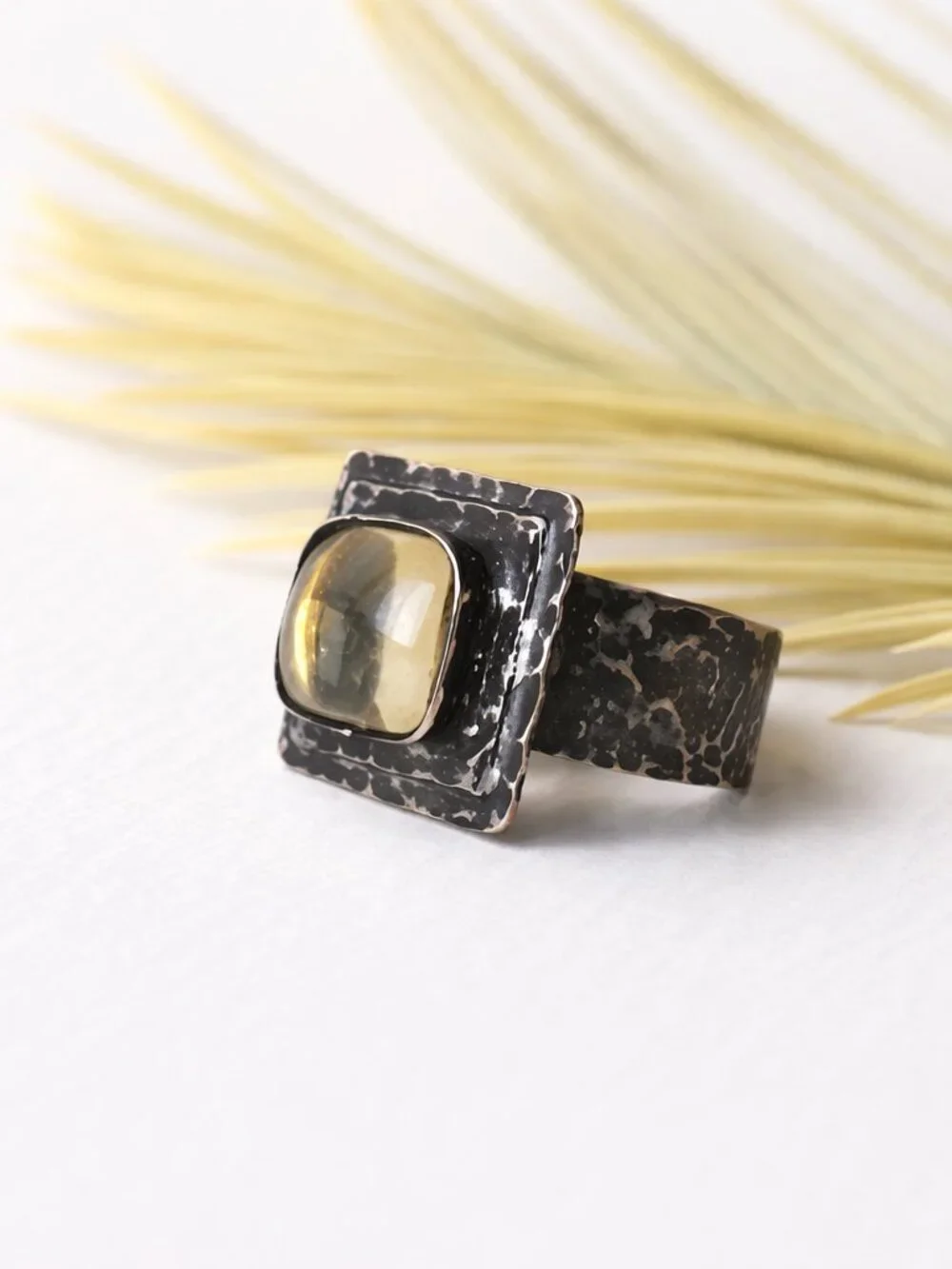 Handcrafted Copper Citrine Ring - Size 6